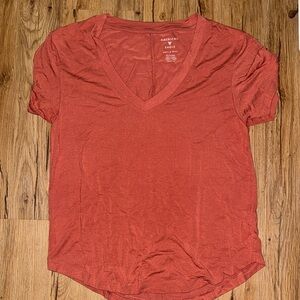 American Eagle Outfitters Rust V-Neck Tee